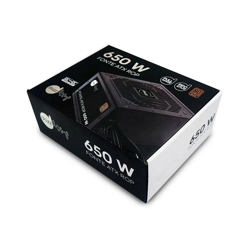 Fonte Dazz, 650W, 80 Plus Bronze, PFC Ativo, Bivolt, Com Cabo, Preto - 63000002 - foto 1
