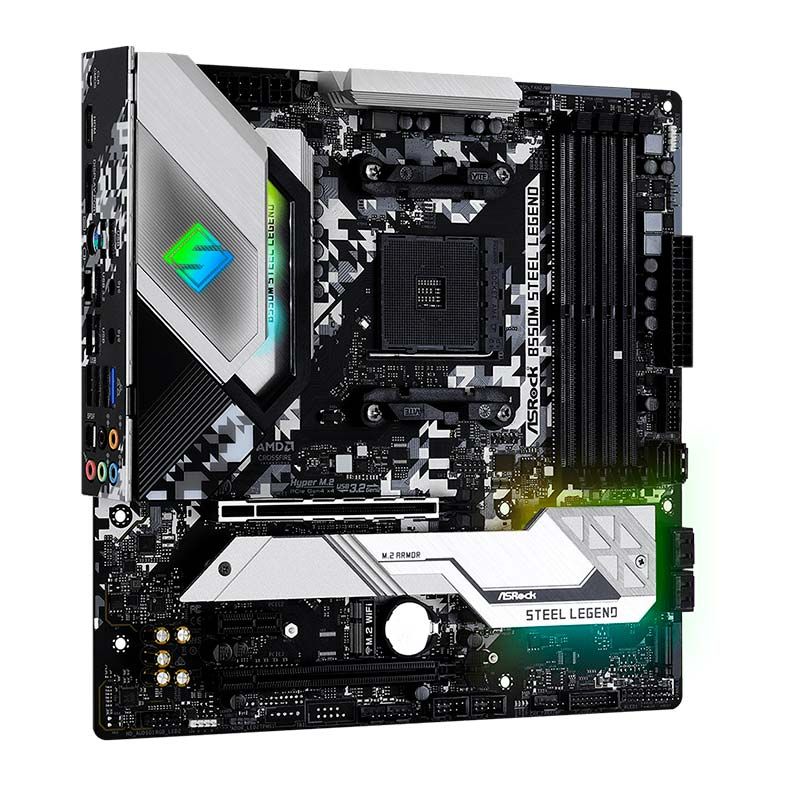 Placa Mae ASRock B550M Steel Legend DDR4 Socket AM4 Chipset AMD B550, B550M-STEEL-LEGEND - foto 1