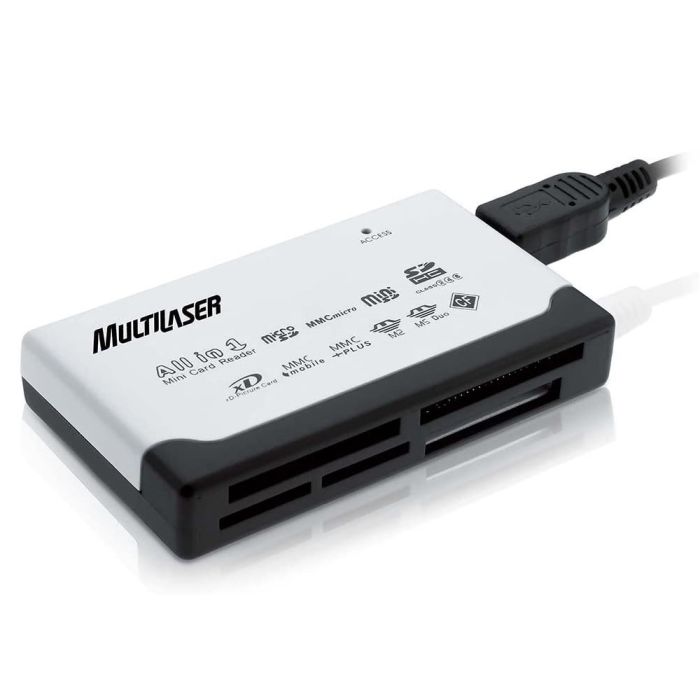 Leitor de Cartão Universal Externo Multilaser 46x1 USB AC076 - Preto/Branco - foto 1