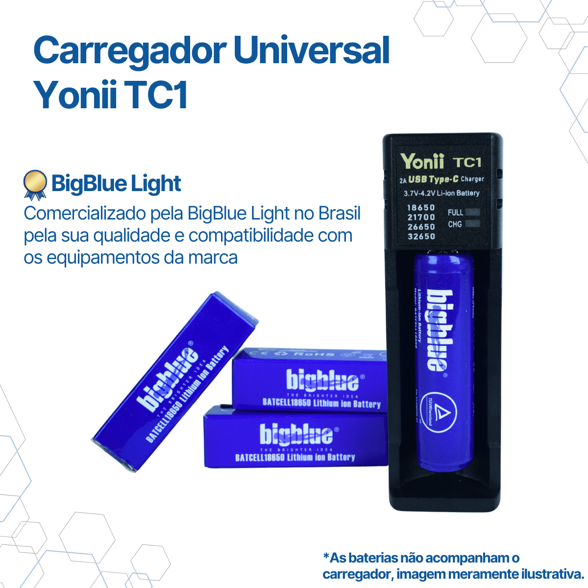 BATCHRUSB CARREGADOR YONII TC1 2A USB-C BATERIA LI-ION UNIVERSAL - Miniatura 2