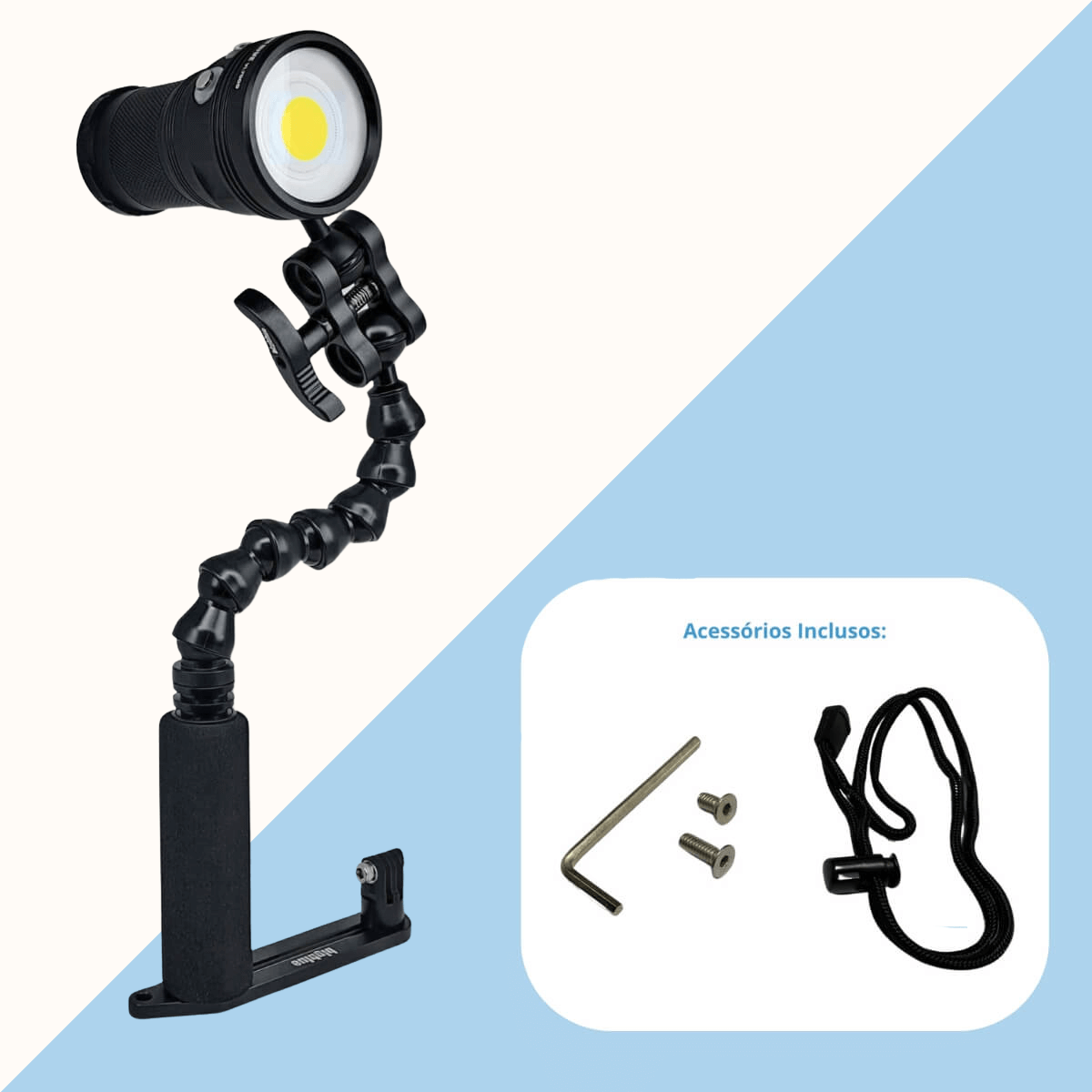 KIT FOTOGRAFIA - lanterna VL 7000, clip duplo e suporte articulado - Miniatura 5