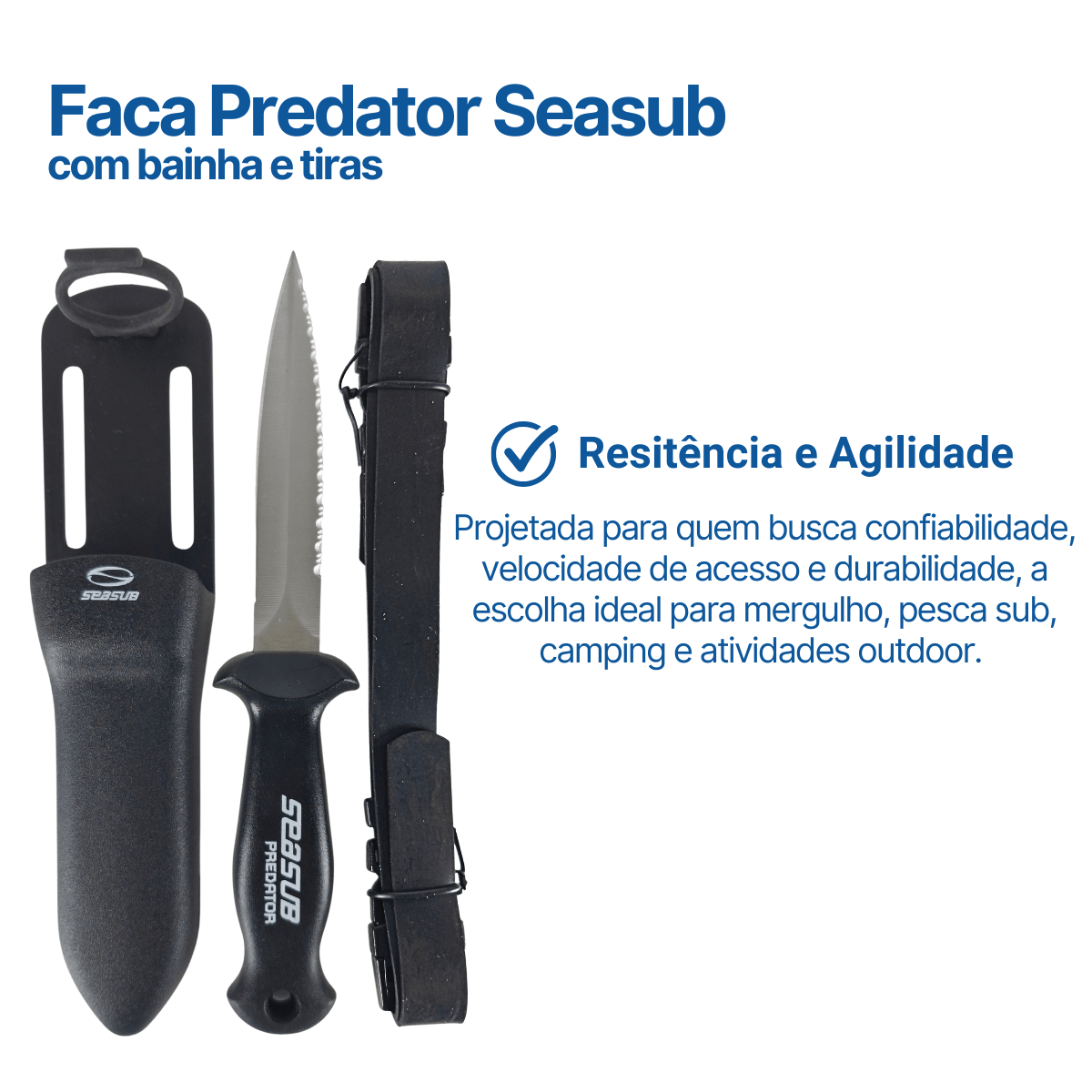 PREDATOR, Faca com Tiras e Bainha Seasub  - Miniatura 2
