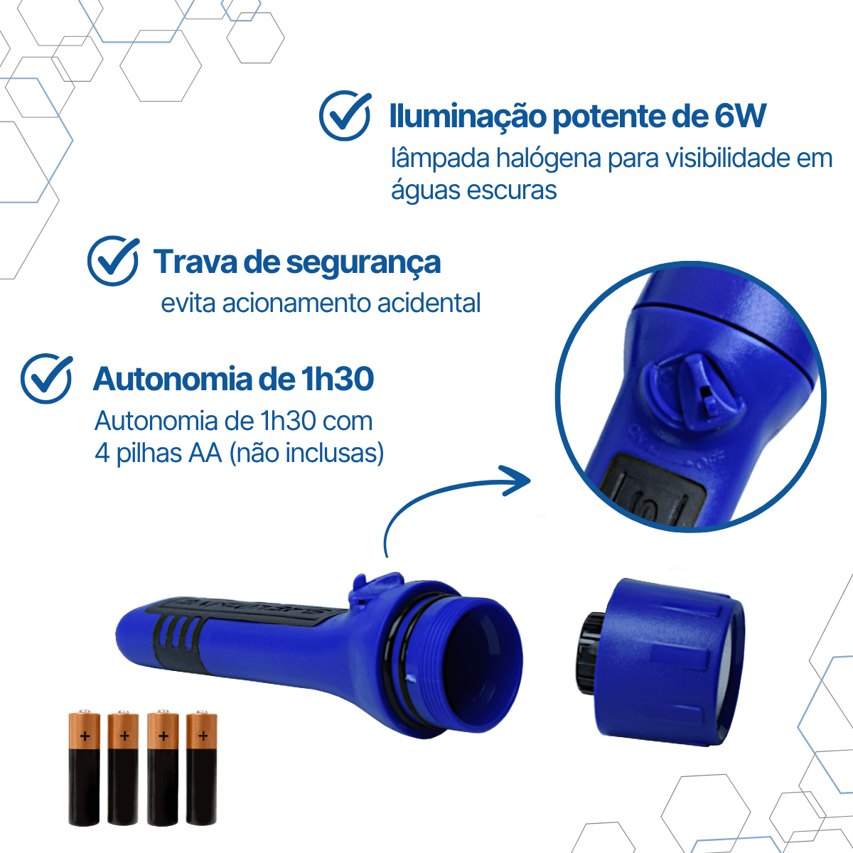 AL-09 DIVE LIGHT, Lanterna Saeko 6W - Azul - Miniatura 3