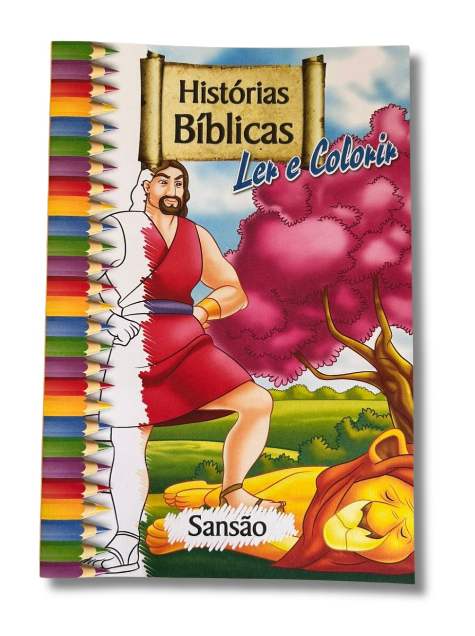 Livro Infantil Histórias Bíblicas Ler e Colorir - Sansão