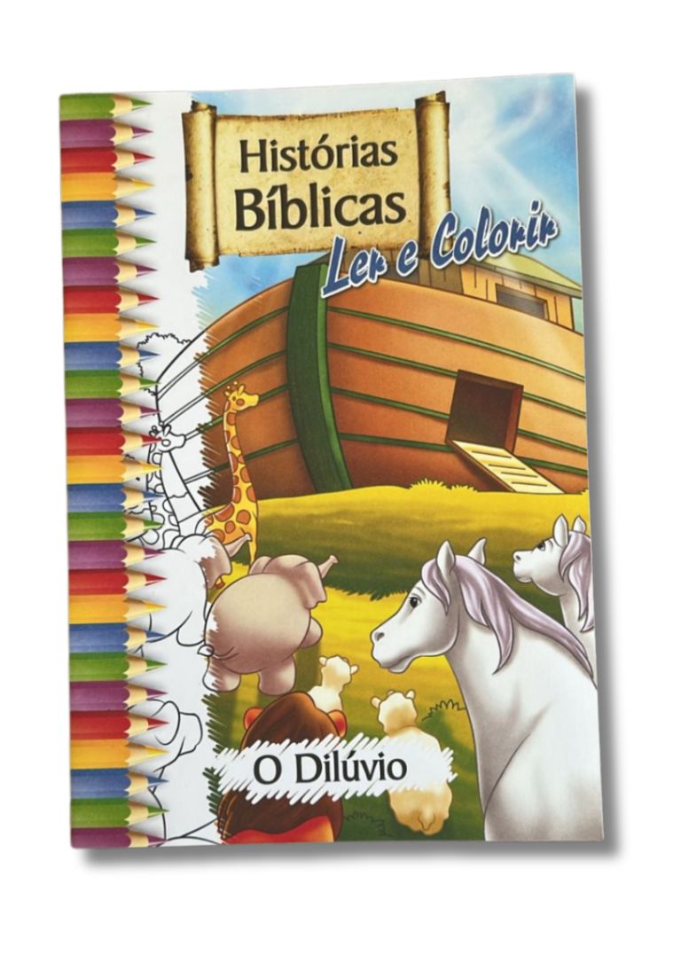Livro Infantil Histórias Bíblicas Ler e Colorir - O Dilúvio