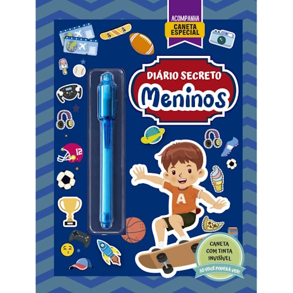 Livro Infantil Meu Diário Secreto - Meninos - Com Caneta Invisível