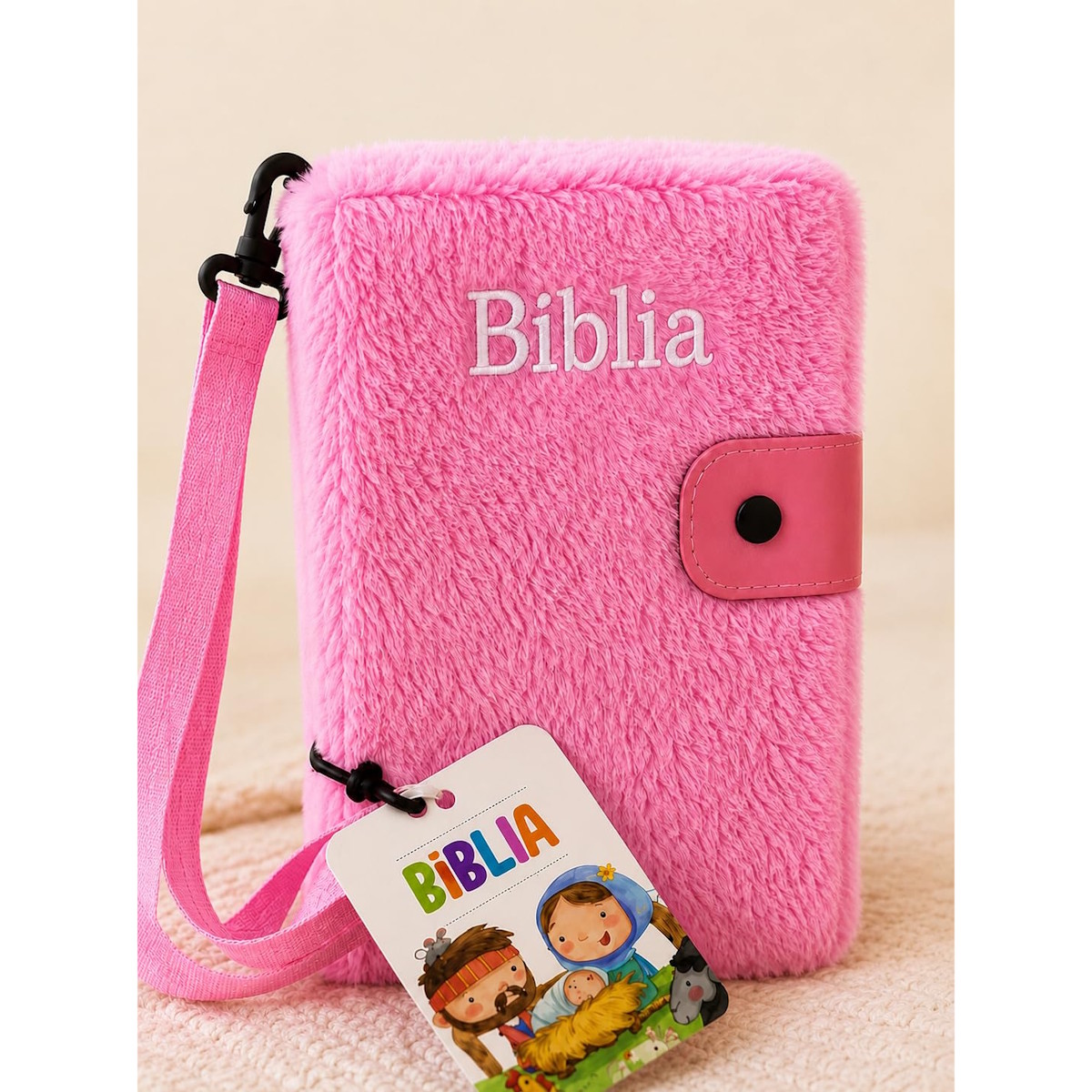 Livro Infantil A Bíblia Da Criança - Capa Pelúcia Rosa