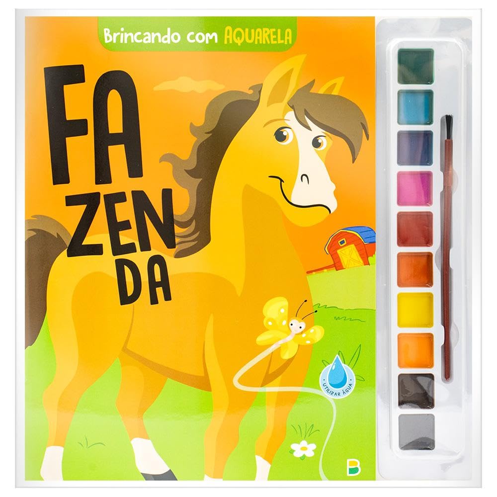 LIVRO INFANTIL DE COLORIR - BRINCANDO COM AQUARELA: FAZENDA