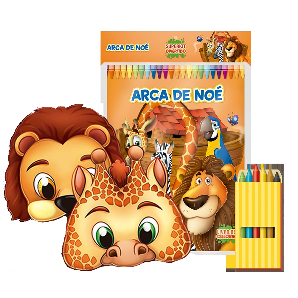 Superkit Infantil Divertido de Colorir com Giz e Máscaras - ARCA DE NOE