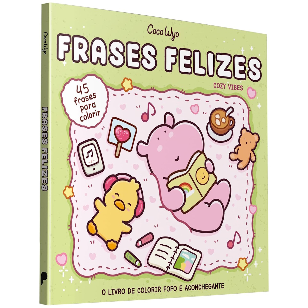 Livro de Colorir Fofo e Aconchegante Frases Felizes - Cozy Vibes