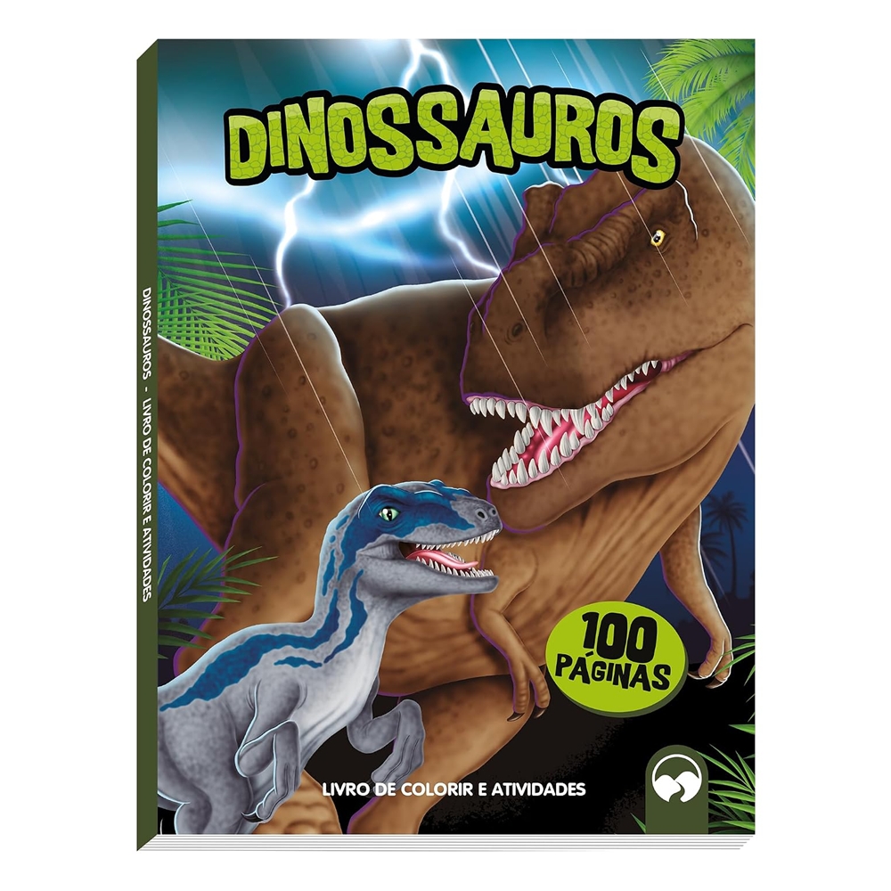 Livro Infantil 100 Páginas para Colorir com Atividades | DINOSSAUROS