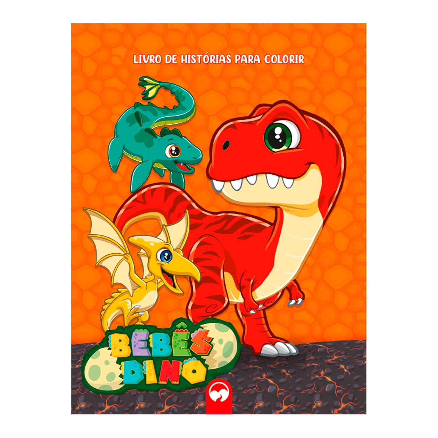 Livro de Colorir Com Canetinhas e Adesivos Fazendo Arte Diamante 5D - Bebês Dino