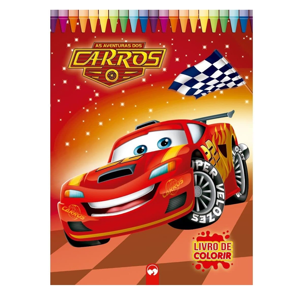 Livro Infantil Gigante de Colorir - AVENTURAS DOS CARROS
