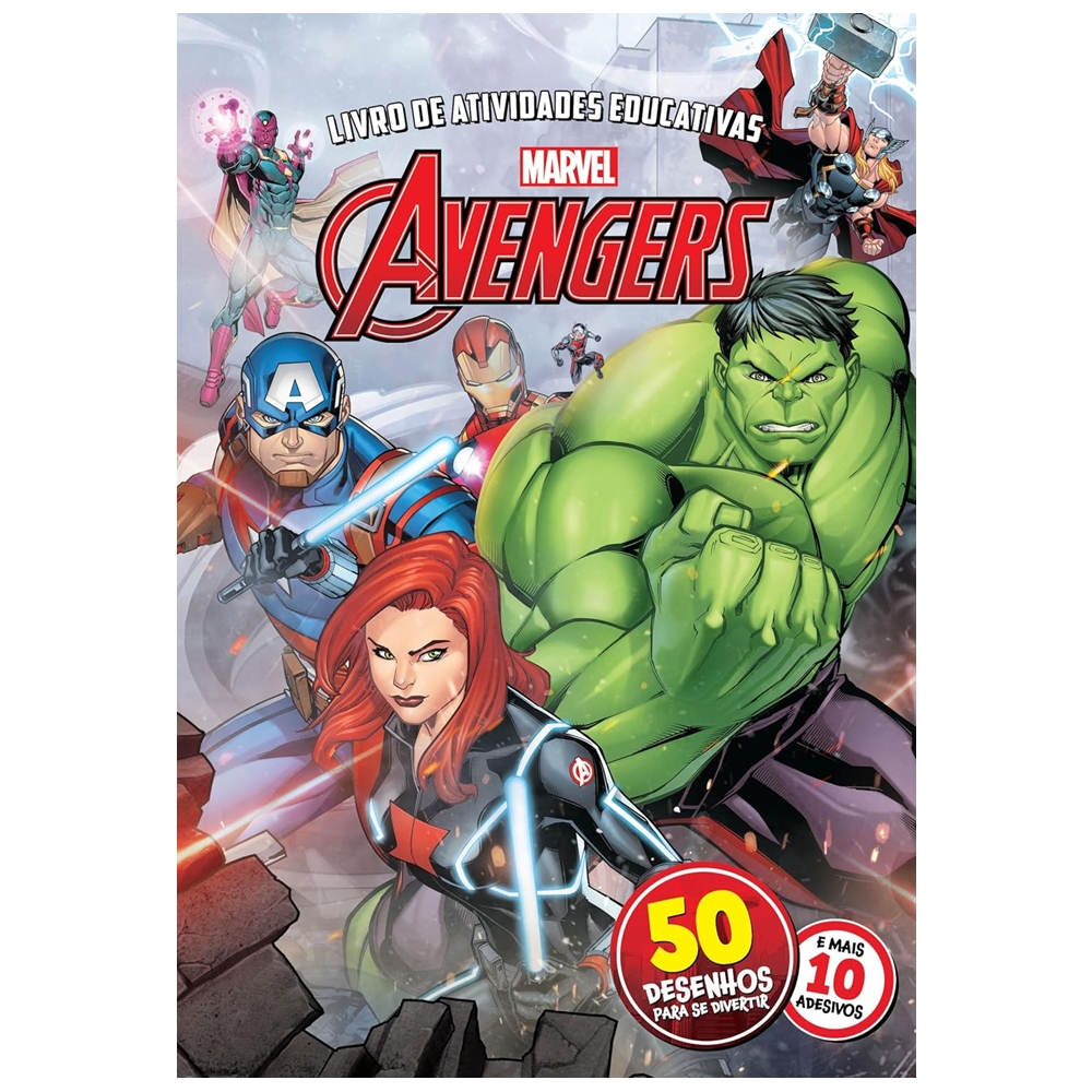 Livro Infantil de Atividades Marvel Vingadores 50 Páginas Para Colorir