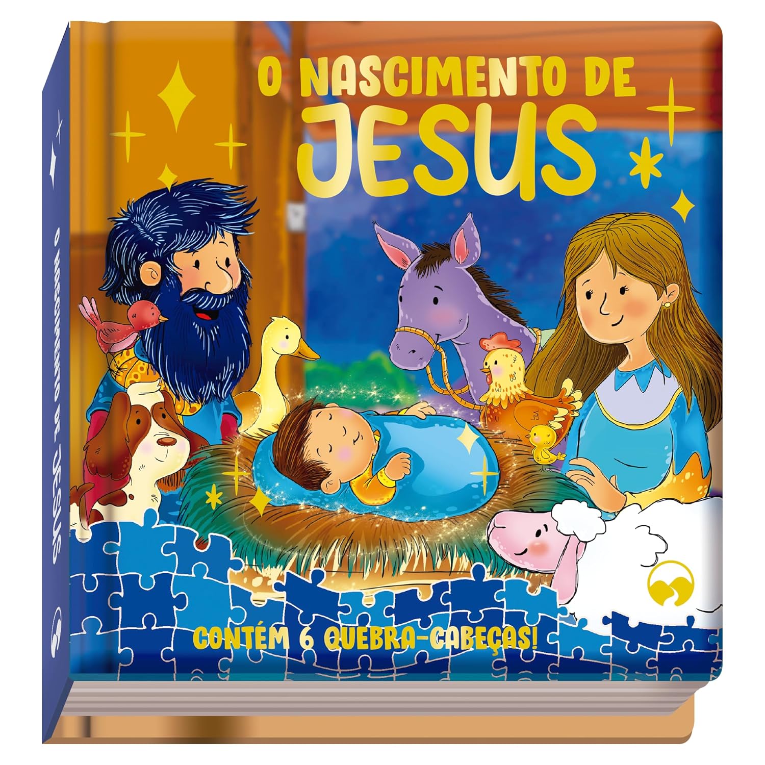 Livro Infantil Almofadado com Quebra-Cabeça - Nascimento de Jesus