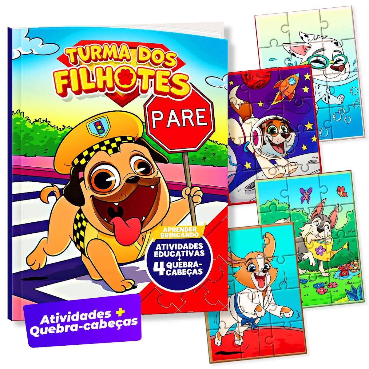 Livro De Atividades e Quebra-Cabeças Aprender Brincando - Turma dos Filhotes