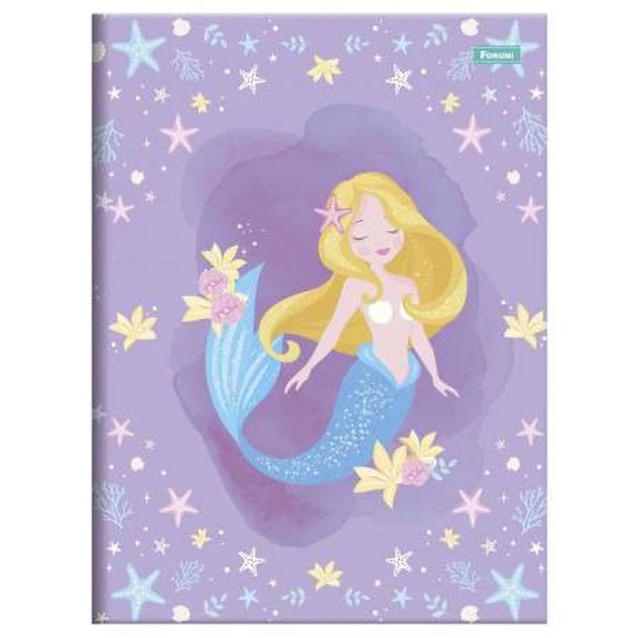 Caderno Pequeno de Capa Dura 80 Folhas Para Meninas -Sereias