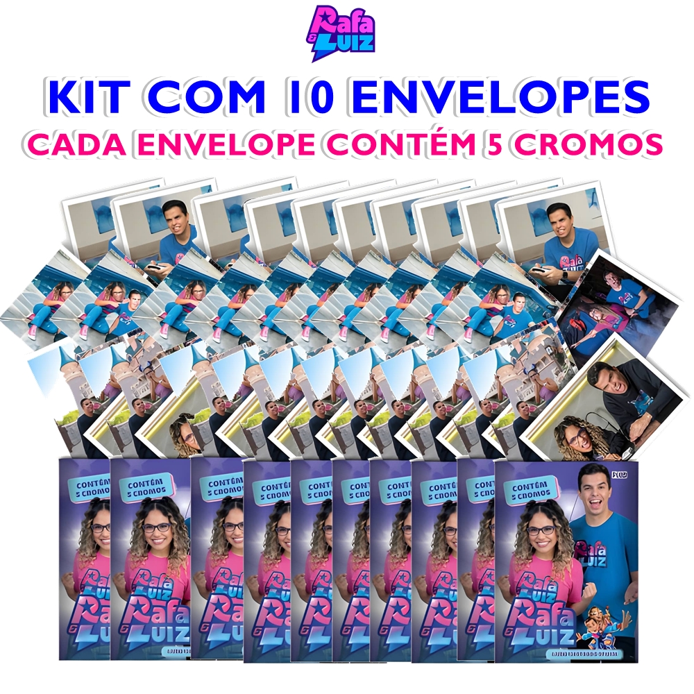 Kit de Figurinhas - 10 Envelopes 50 Cromos | RAFA & LUIZ