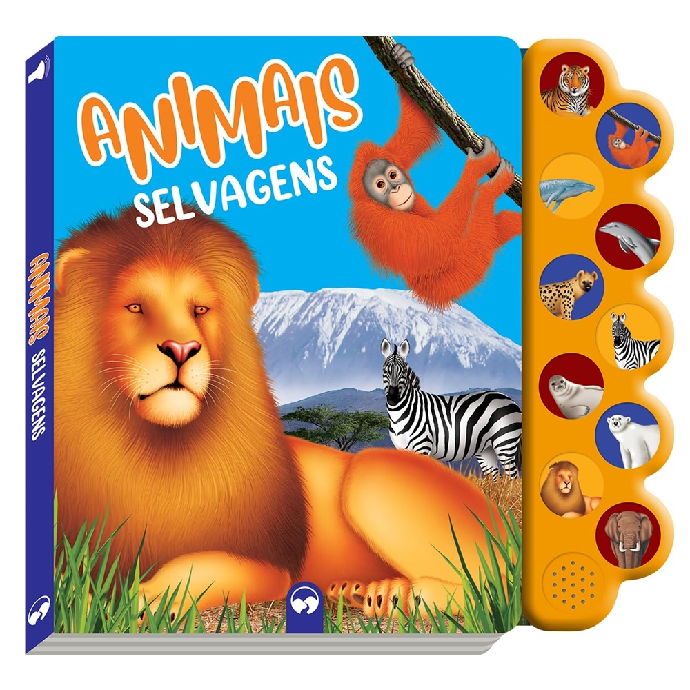 Livro Sonoro Infantil com 10 Sons - Animais Selvagens 