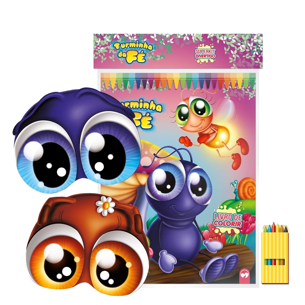Superkit Infantil Divertido de Colorir com Giz e Máscaras - TURMINHA DA FÉ