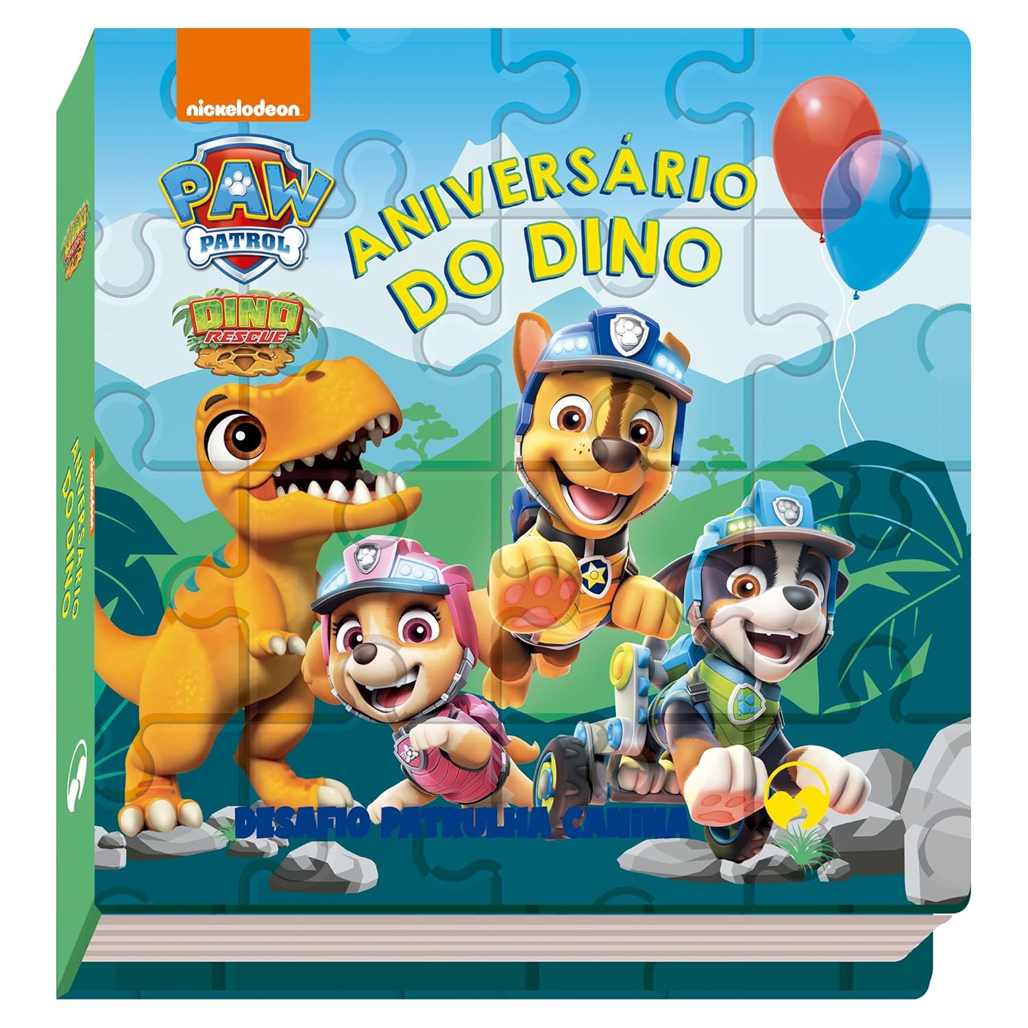Livro Almofadado com Quebra-Cabeça Patrulha Canina - Aniversário do Dino