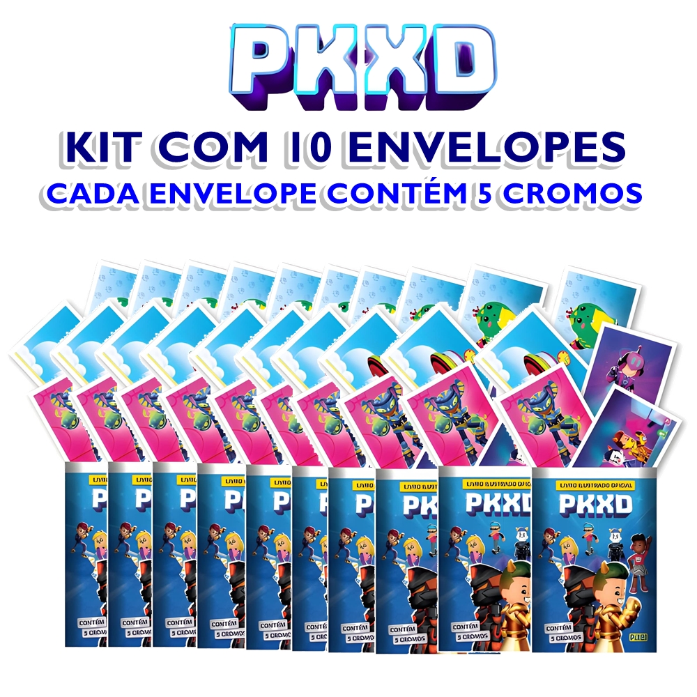 Kit de Figurinhas - 10 Envelopes 50 Cromos | Jogo PKXD