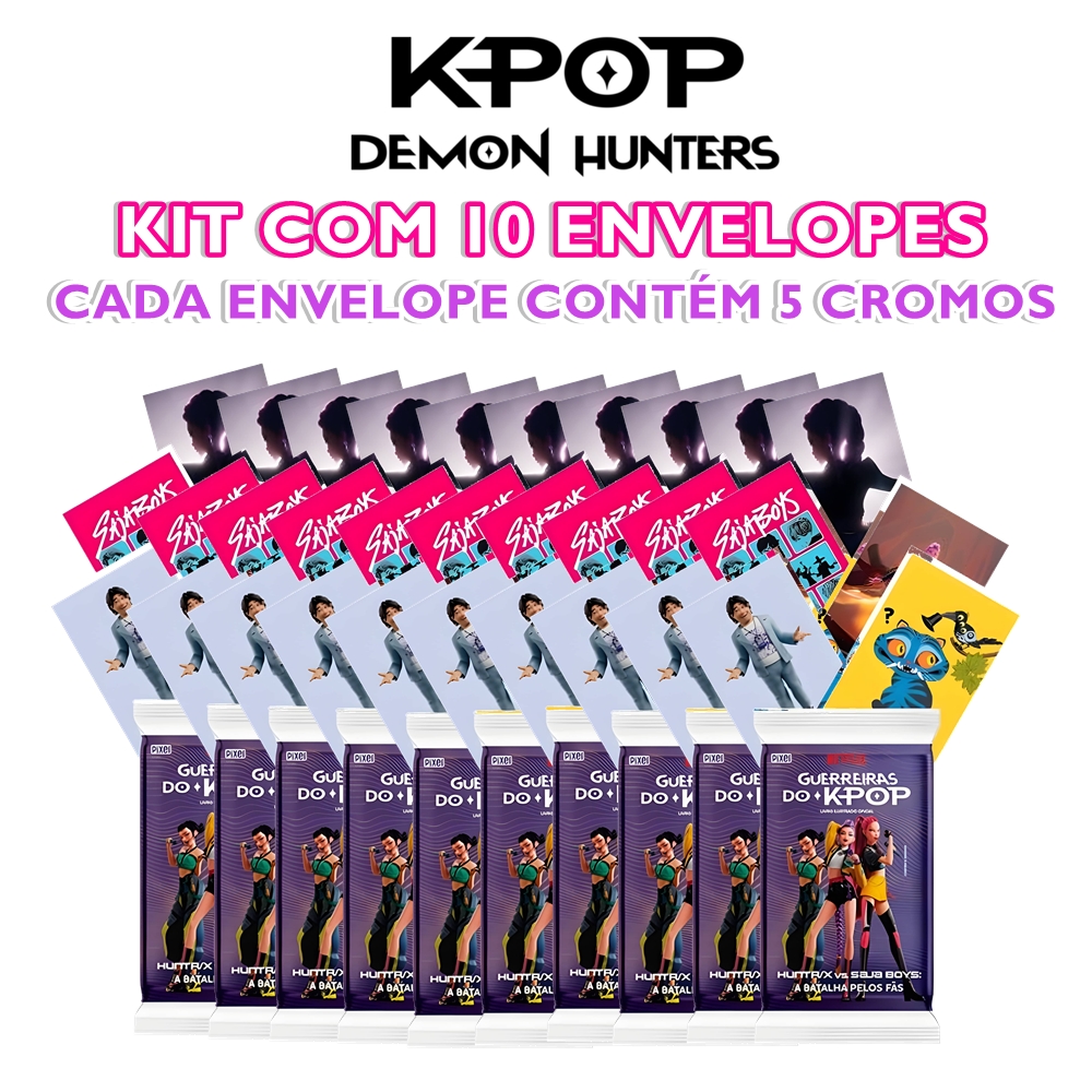 Kit de Figurinhas - 10 Envelopes 50 Cromos | GUERREIRAS do KPOP