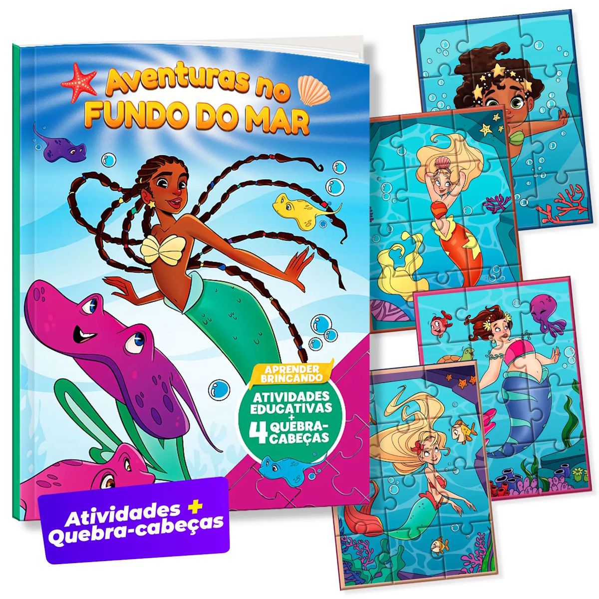 Livro De Atividades e Quebra-Cabeças Aprender Brincando - Aventuras no Fundo do Mar