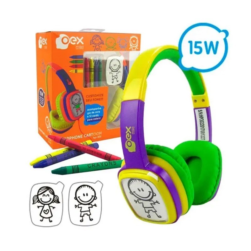 FONE DE OUVIDO HEADPHONE TOON ROXO/VERDE - HP302 