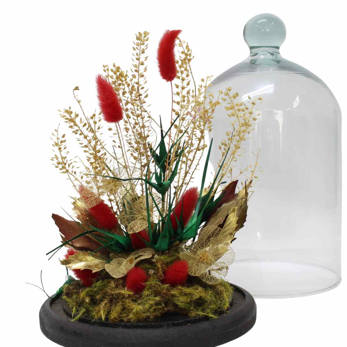 Arranjo Natalino Encantado na Cúpula de Vidro Médio
