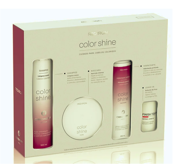 Kit Red Iron Color Shine Shampoo + Másk + Hidratação + Leave
