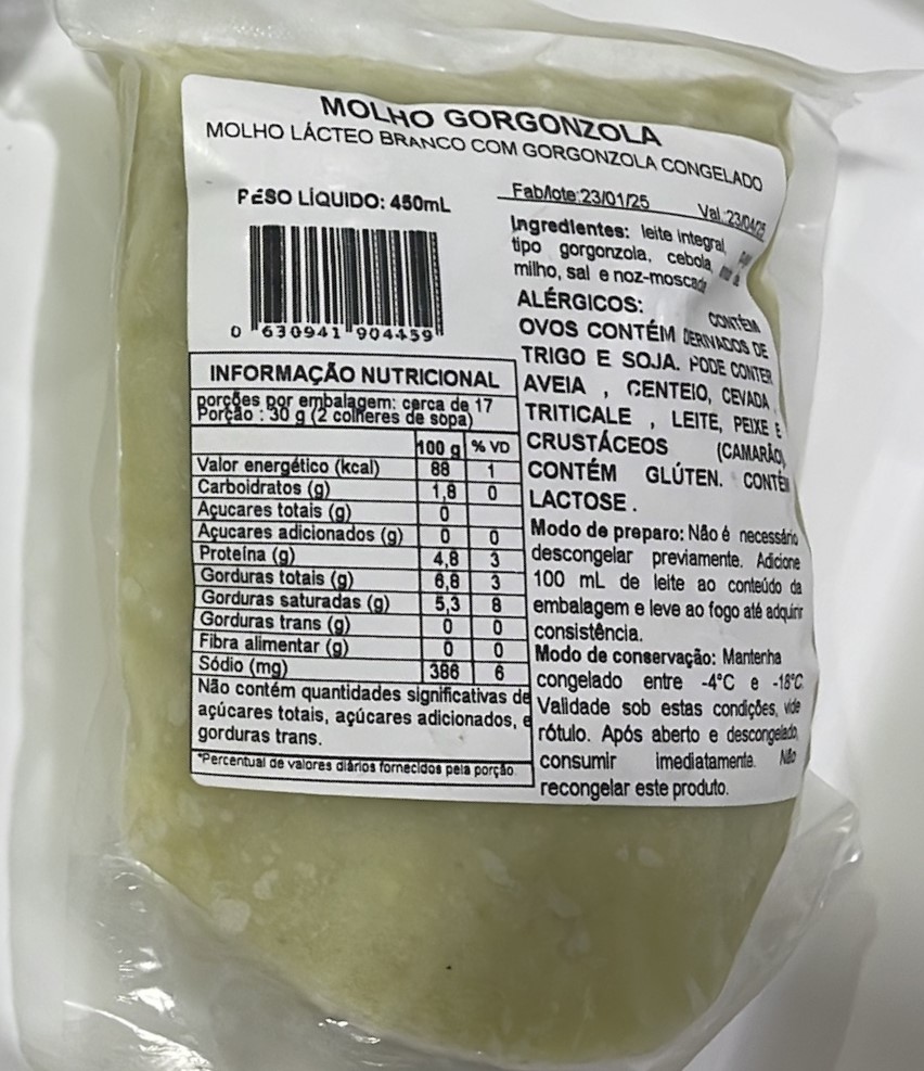 Molho de Gorgonzola  Artesanal - 450g