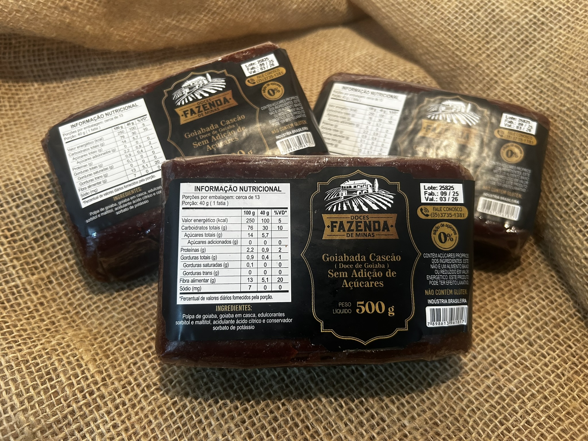Goiabada Sem adição de Açúcares - 500g - Fazenda de Minas