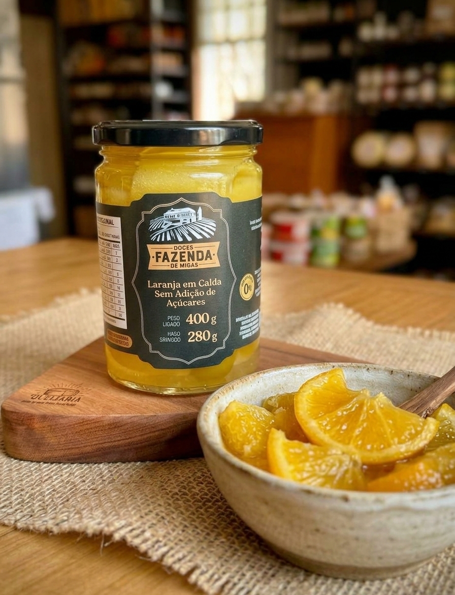 Laranja em calda sem adição de açúcares - 400g - Fazenda de Minas