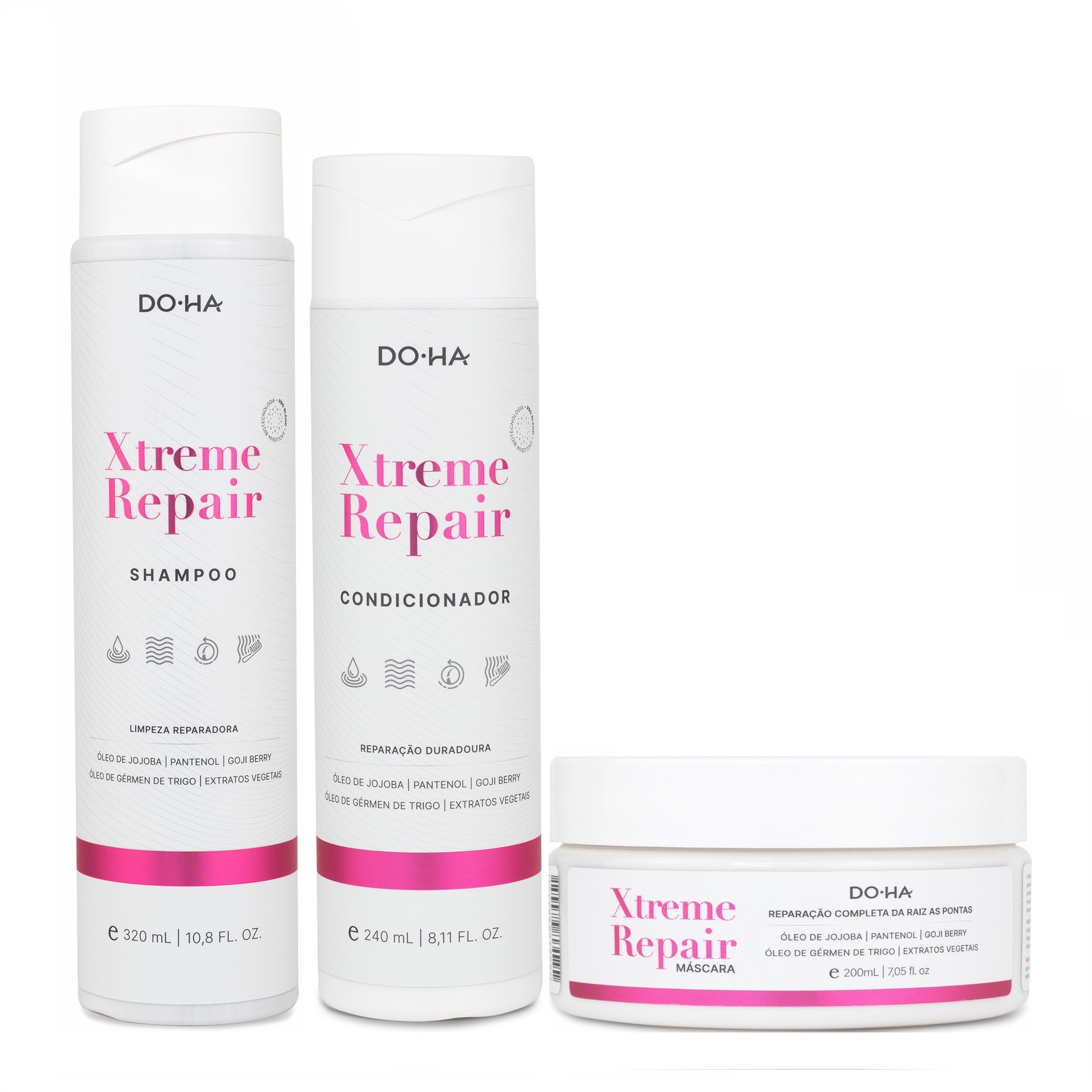 DOHA KIT XTREME REPAIR SHAMPOO 240ml + CONDICIONADOR 320ml + MÁSCARACA 200g 