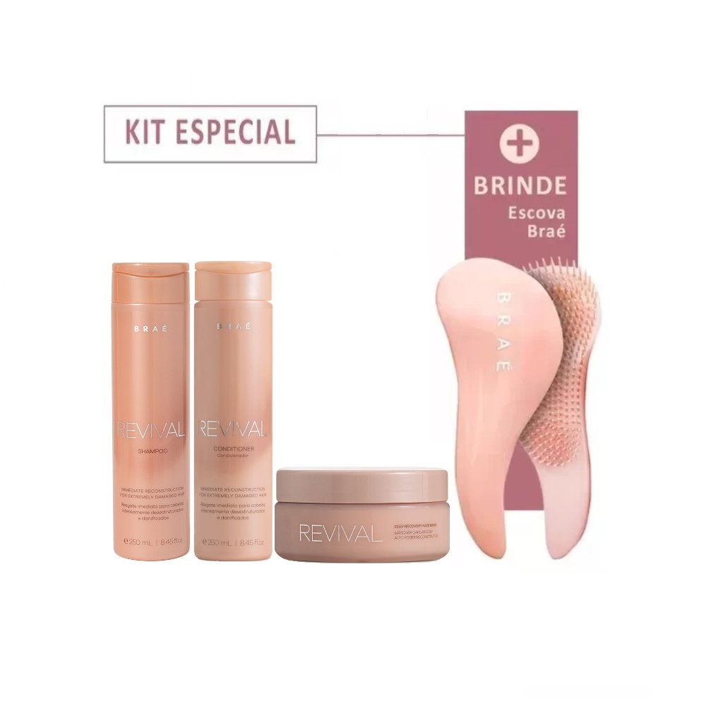 BRAÉ KIT REVIVAL SHAMPOO 250ml + CONDICIONADOR 250ml + MÁSCARA 200g