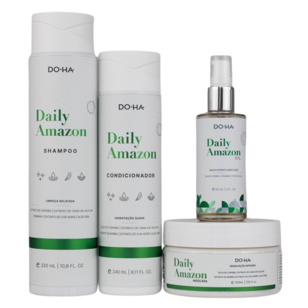 DOHA KIT DAILY AMAZON SHAMPOO 250ml + CONDICIONADOR 250ml + MÁSCARA 200ml + ÓLEO 60ml  + 