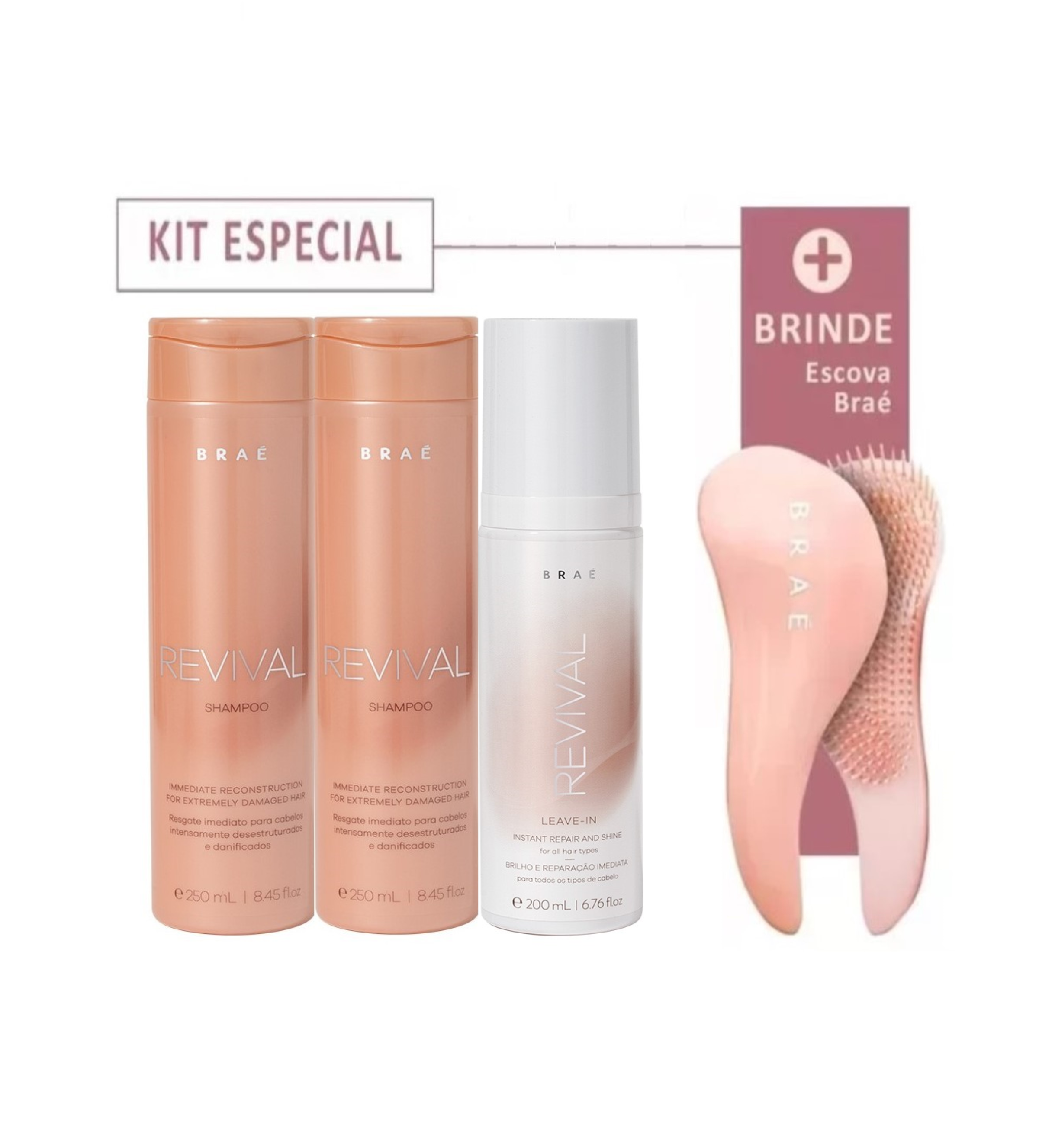 BRAE KIT REVIVAL SHAMPOO 250ml + CONDICIONADOR 250ml + LEAVE-IN 200ml