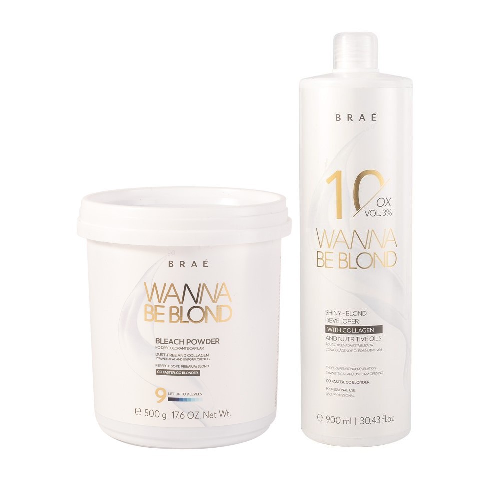 BRAÉ KIT 01 PÓ DESCOLORANTE 500g + 01 OXIDANTE 10 VOLUMES 900ml