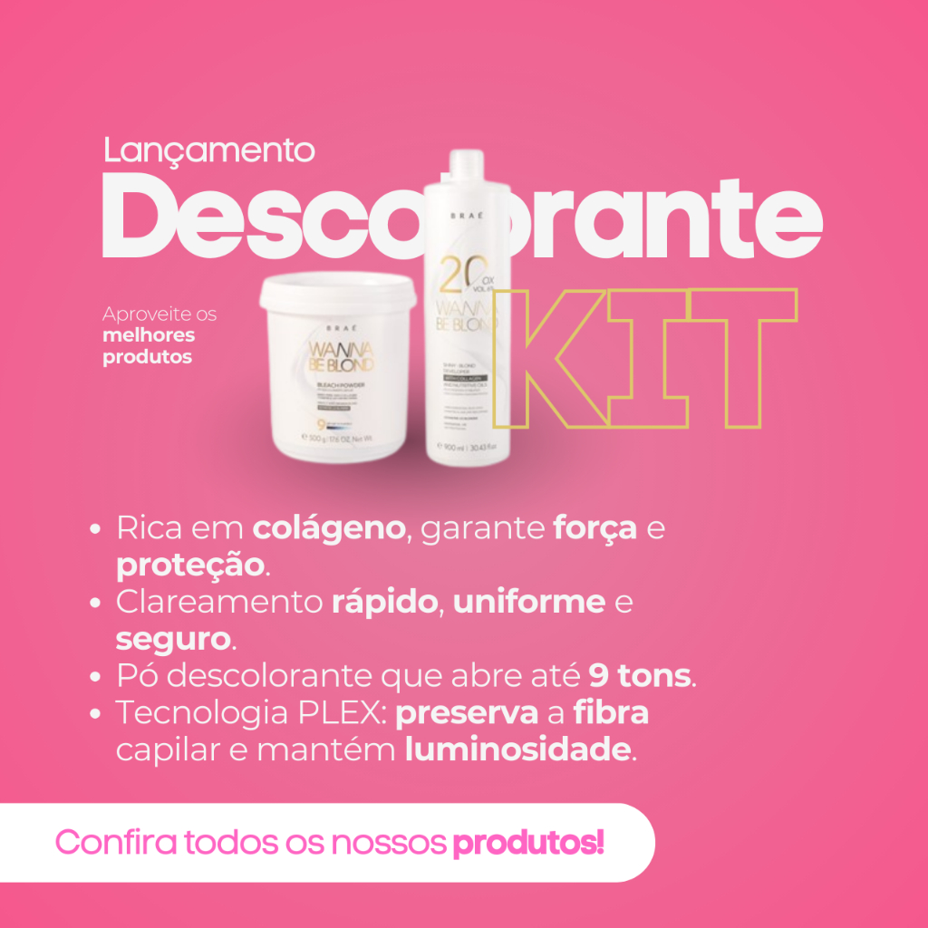 BRAÉ KIT 01 PÓ DESCOLORANTE 500g + 01 OXIDANTE 20 VOLUMES 900ml