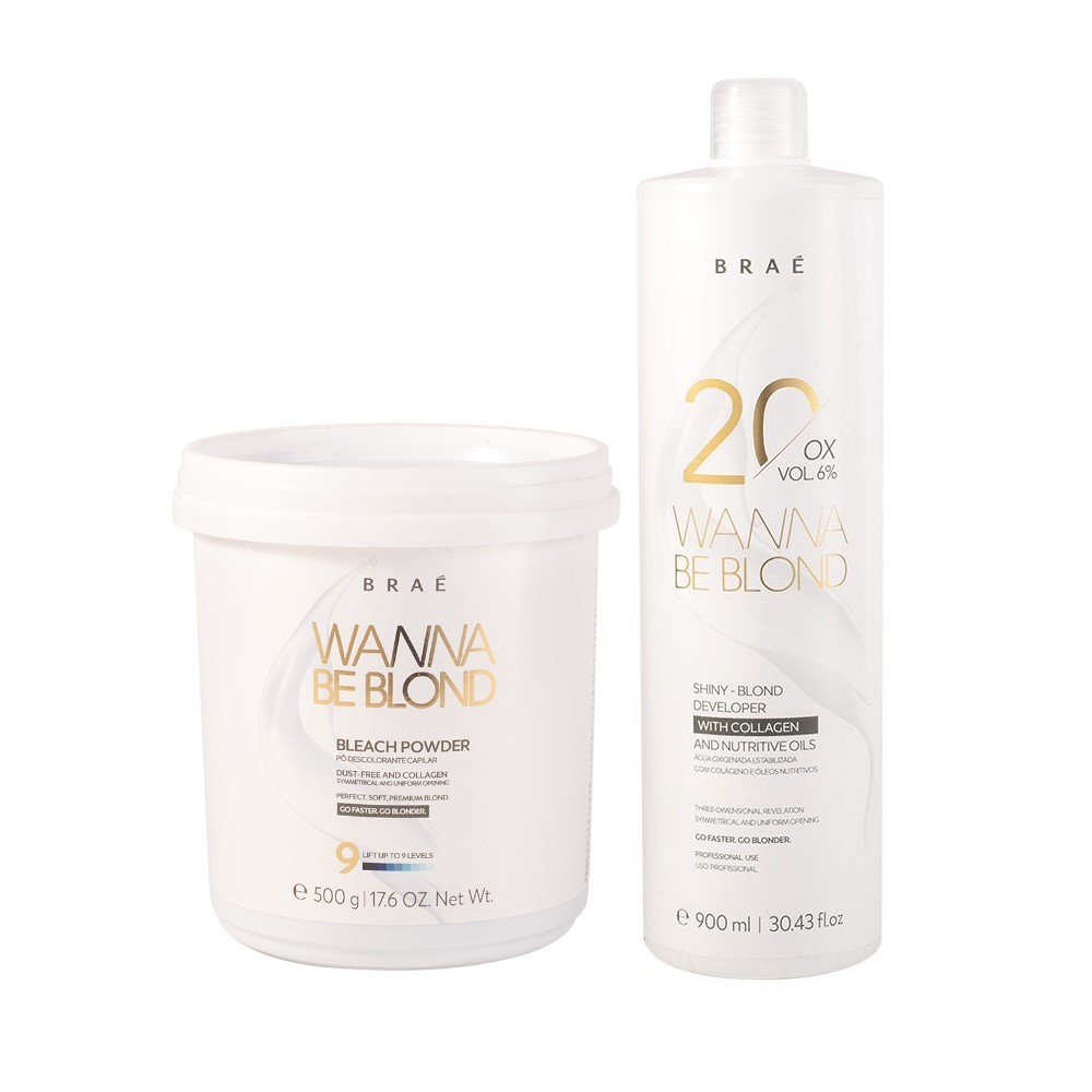 BRAÉ KIT 01 PÓ DESCOLORANTE 500g + 01 OXIDANTE 20 VOLUMES 900ml