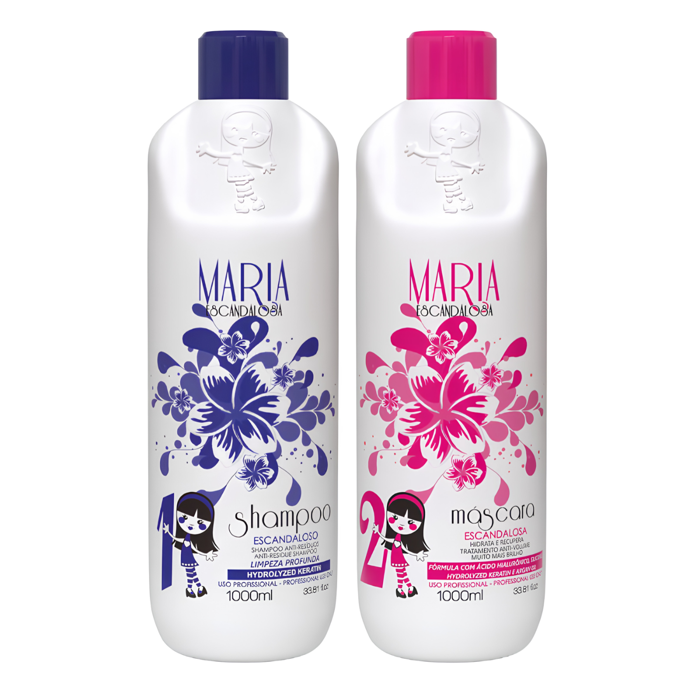 MARIA ESCANDALOSA KIT SHAMPOO DETOX STEP 1 1L + ATIVO ESCOVA PROGRESSIVA STEP 2 1L