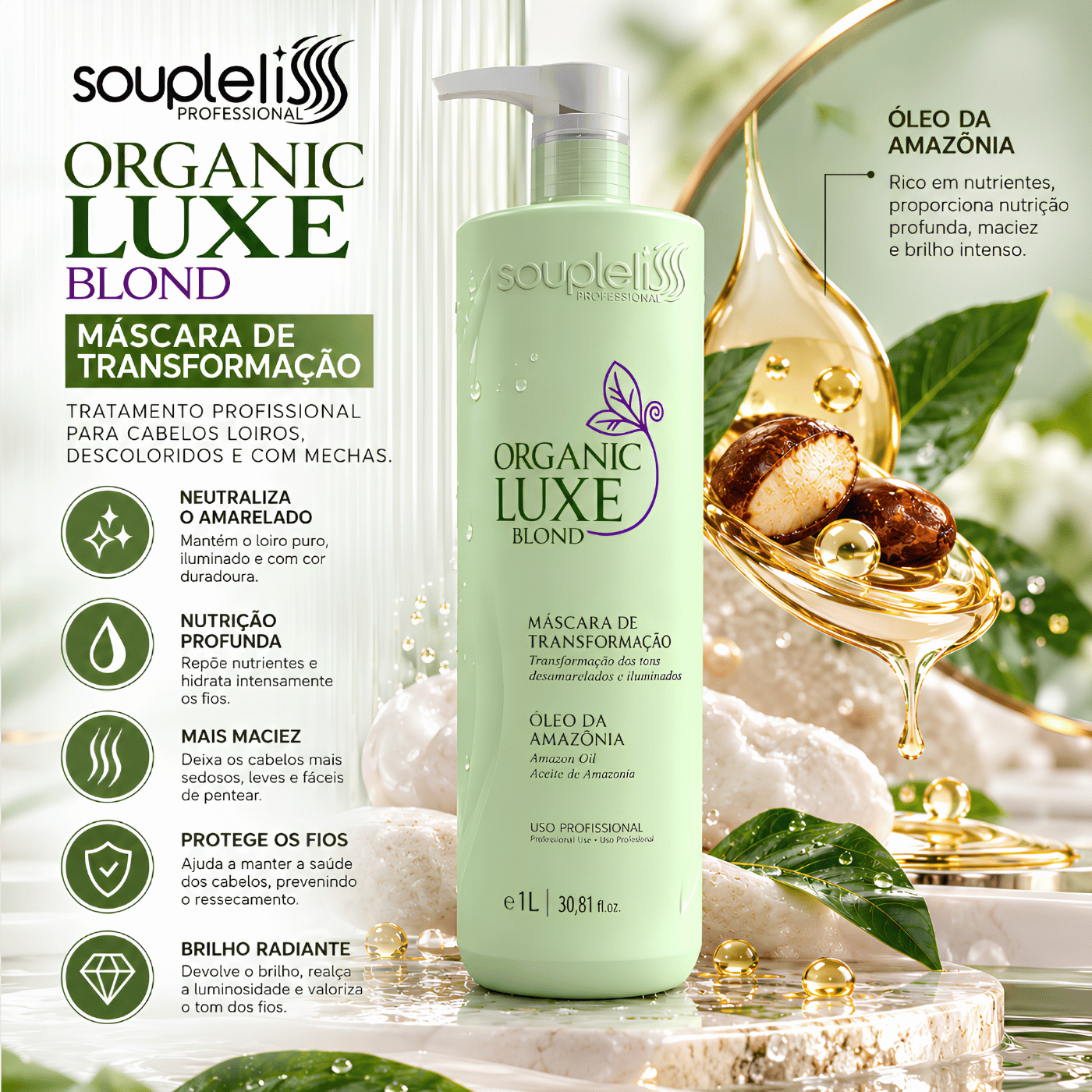 SOUPLELISS ORGANIC LUXE BLOND MÁSCARA DE TRANSFORMAÇÃO 1.000ml