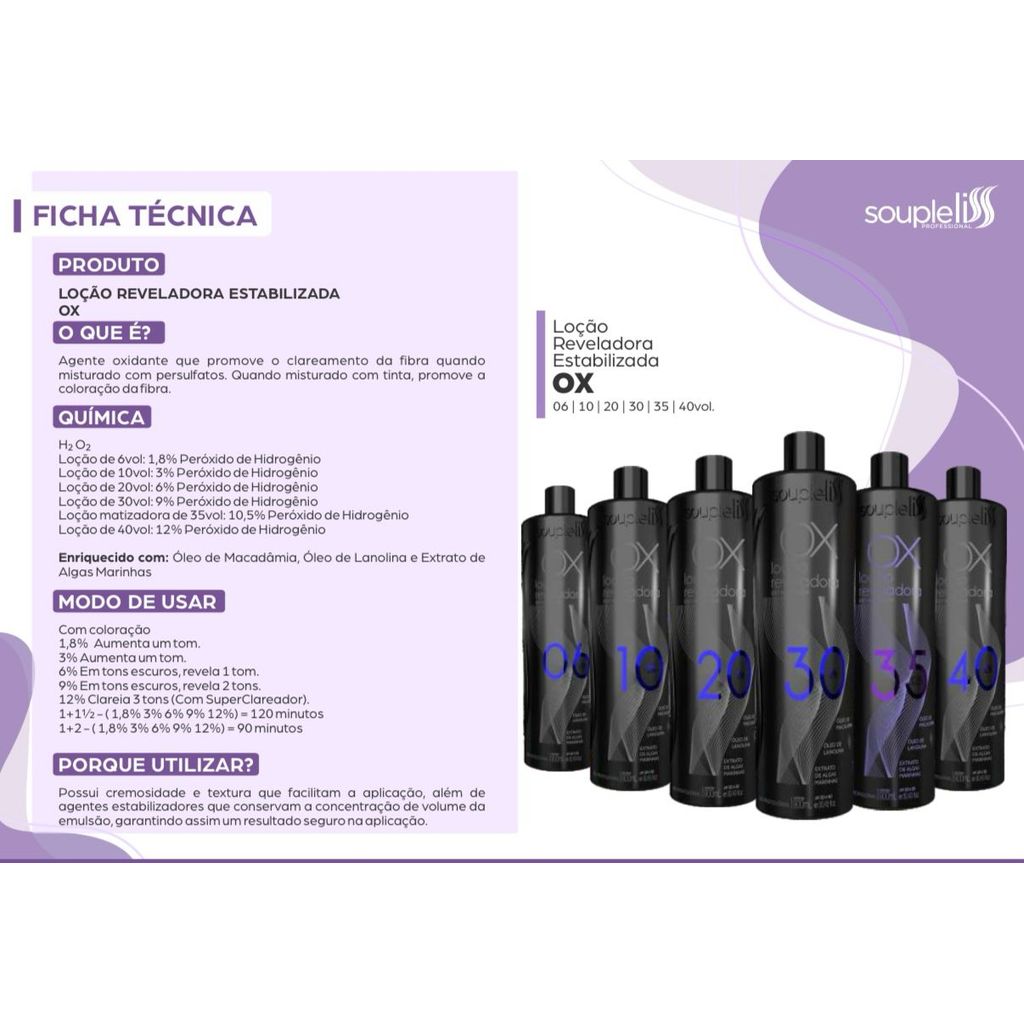 SOUPLELISS LOÇÃO REVELADORA 20 VOLUMES 900ml
