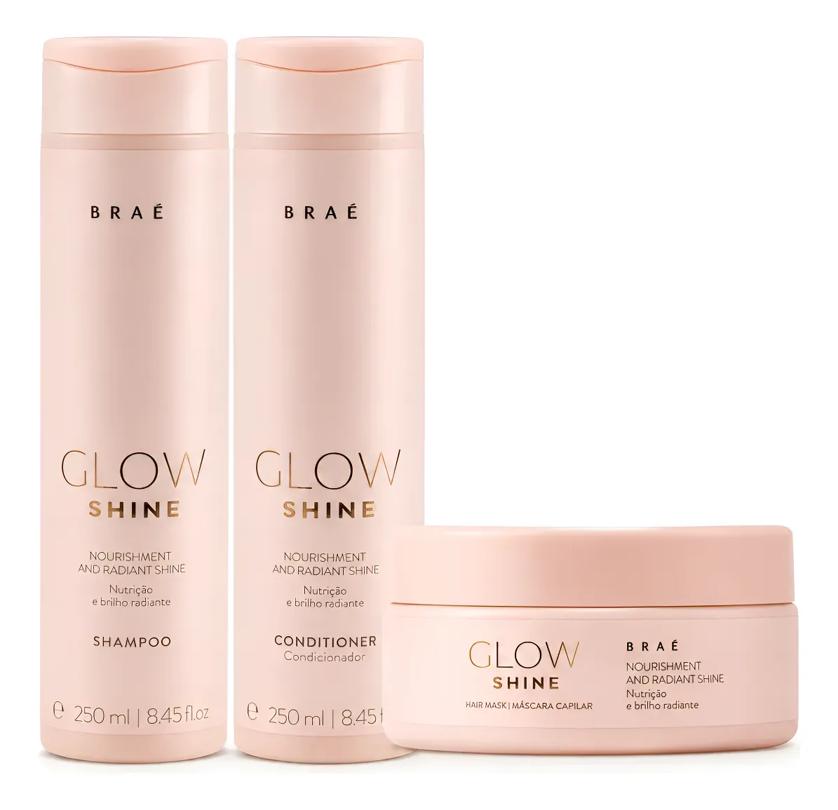BRAÉ KIT GLOW SHINE SHAMPOO 250ml + CONDICIONADOR 250ml + MÁSCARA 200g