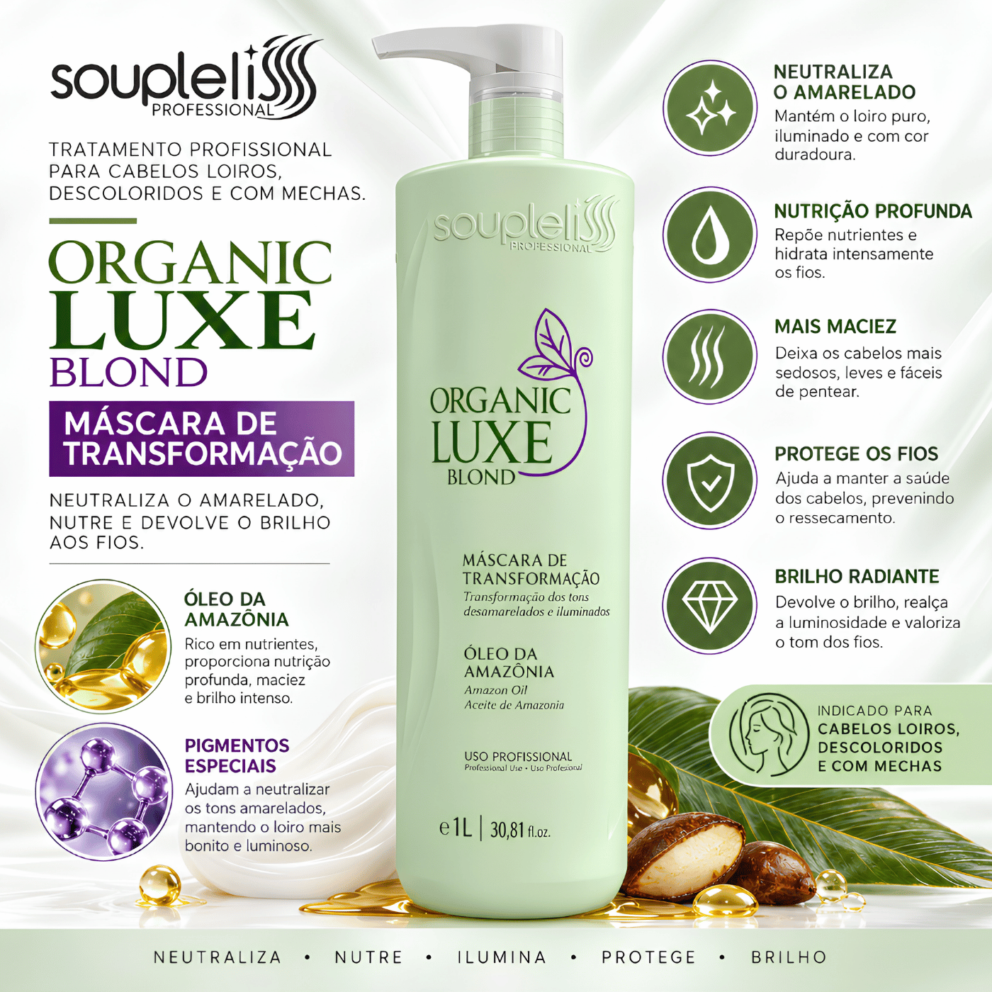 SOUPLELISS ORGANIC LUXE BLOND MÁSCARA DE TRANSFORMAÇÃO 1.000ml
