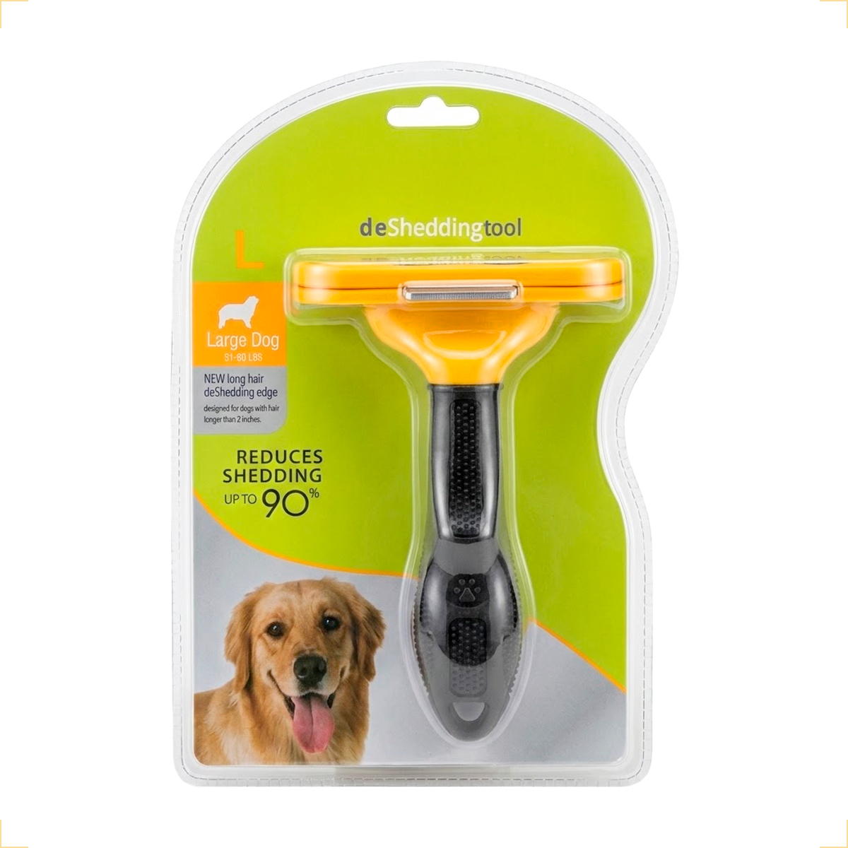 Escova Rasqueadeira Removedora de Pelos Porte Médio até  25 kg- AMARELO G - Pelo Longo
