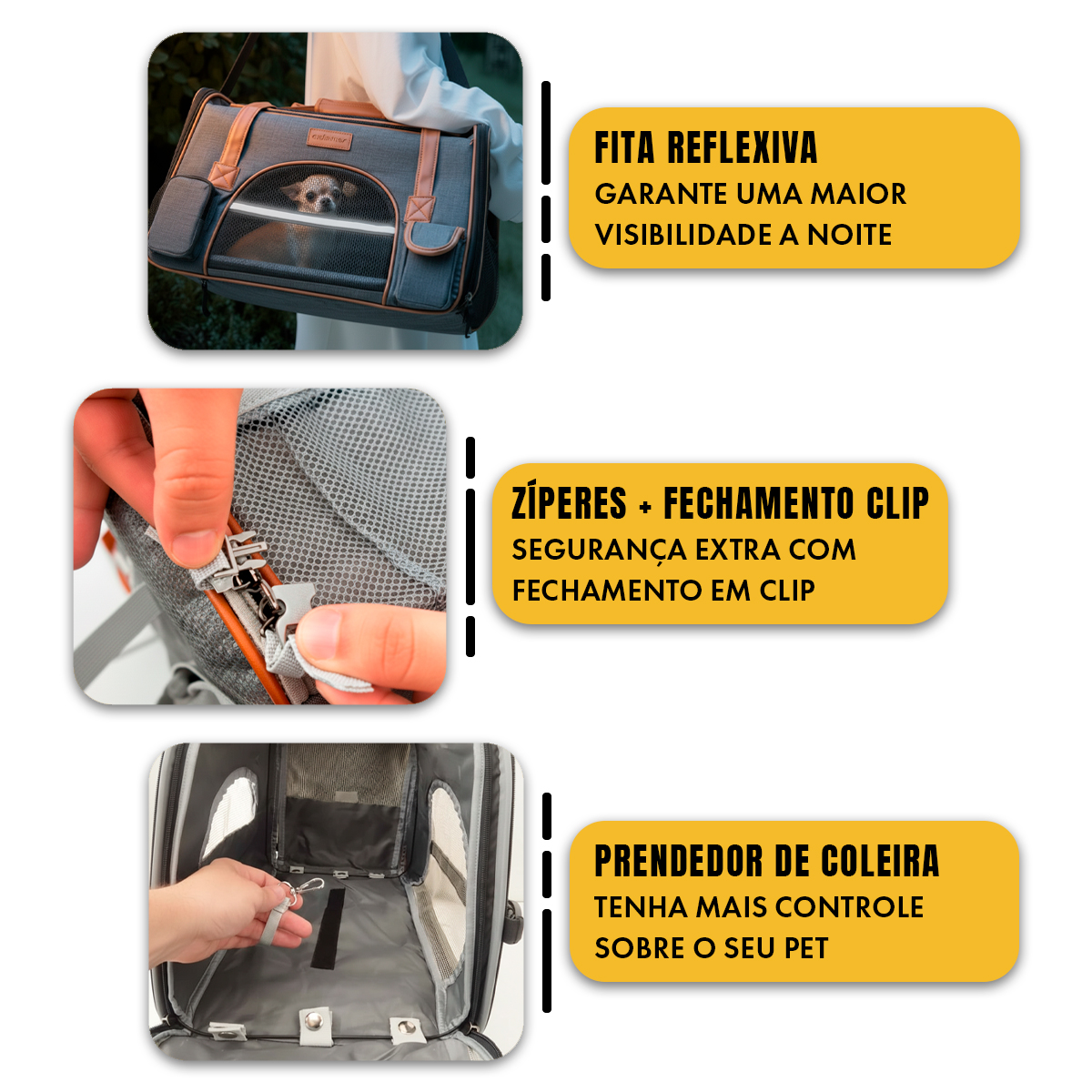 Bolsa Transporte Luxo Pet Viagem Passeio Aéreo Cães Gatos 8kg - Cinza — foto 3