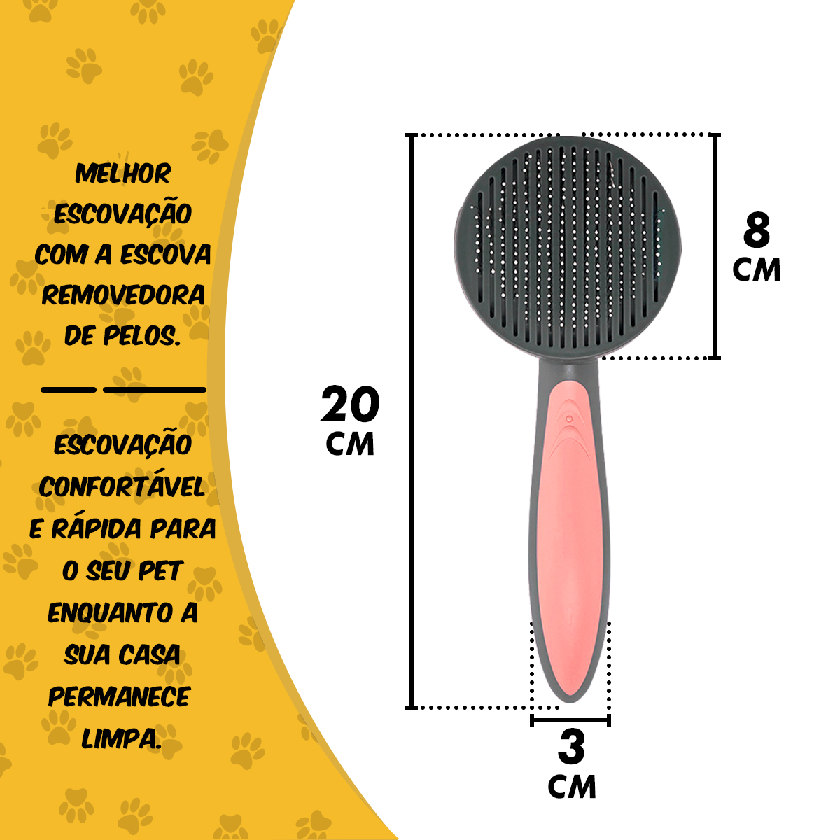 Escova Removedora de pelos Pakeway para Cães e Gatos - Rosa — foto 3