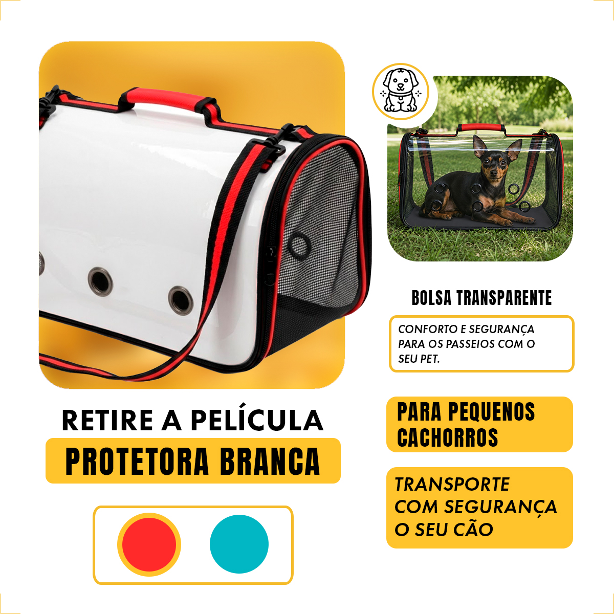 Bolsa  de Transporte Pet Cães e Gatos até 5kg - Vermelho — foto 5